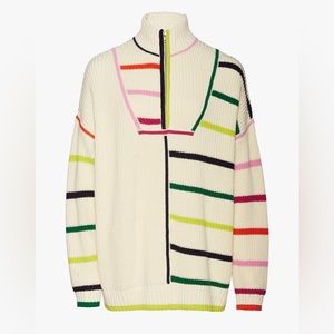 NWT: Staud Hampton Sweater Creme Rainbow Multi Stripe